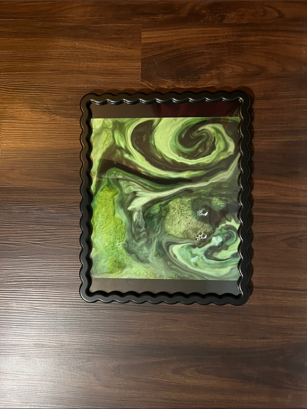 Abstract Green Swirl Mixed Media Wall Art - Unbranded
